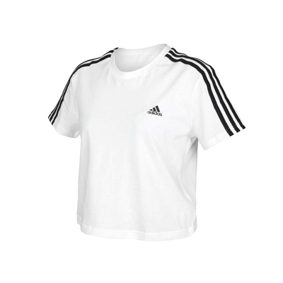 ADIDAS 女短袖T恤-短版 純棉 休閒 亞規 上衣 愛迪達 GL0778 白黑