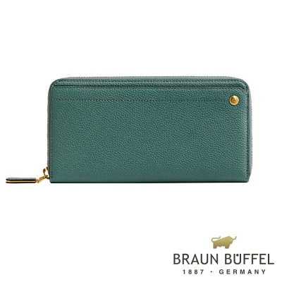 BRAUN BUFFEL - 珍妮絲系列12卡拉鍊長夾 - 湖水綠