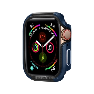 軍盾防撞 抗衝擊 Apple Watch Series SE/6/5/4 (44mm) 鋁合金雙料邊框保護殼(深海藍)