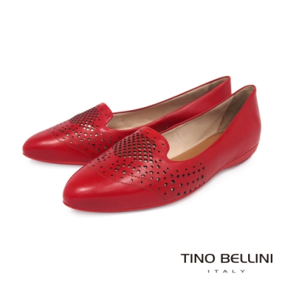 Tino Bellini 巴西進口牛皮典雅鏤空舒足樂福鞋-紅