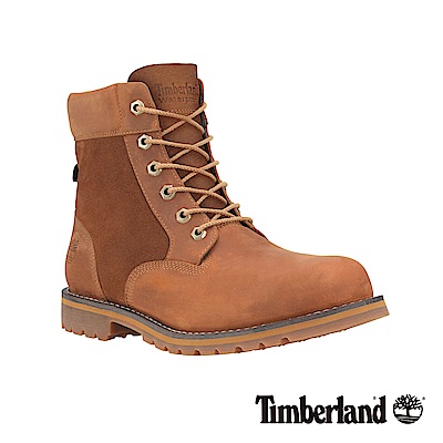 Timberland 男款咖啡色皮革拼接麂皮6吋防水靴