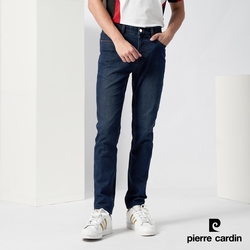 Pierre Cardin皮爾卡登 男款 棉質彈力中高腰輕薄修身牛仔褲-深藍色(7237882-38)