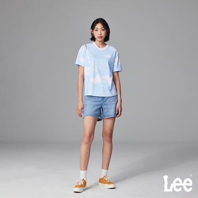 Lee 女款 刷白中腰牛仔短褲 淺藍洗水