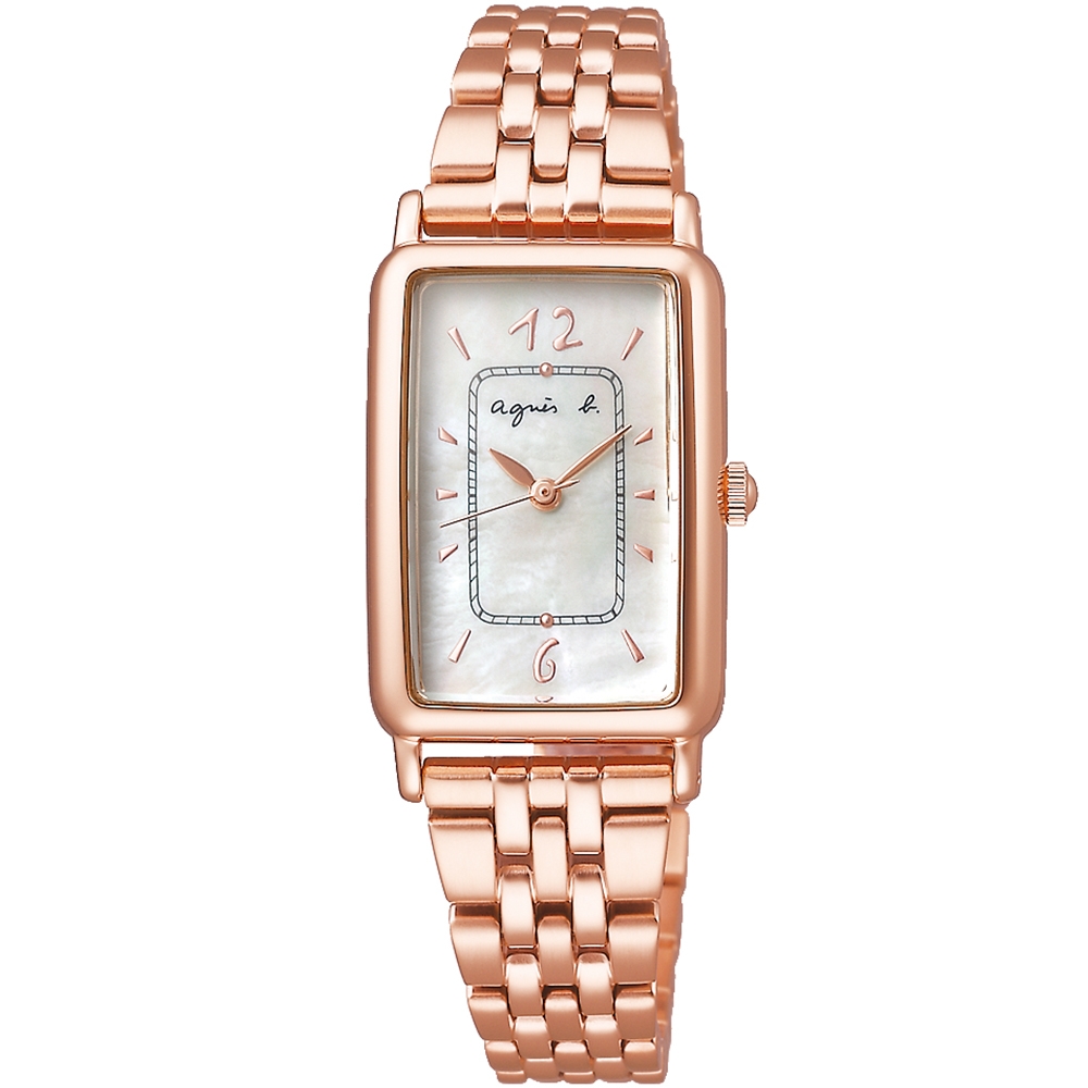 agnes b. 法式珍珠貝面氣質腕錶(BX2006X1)-玫瑰金