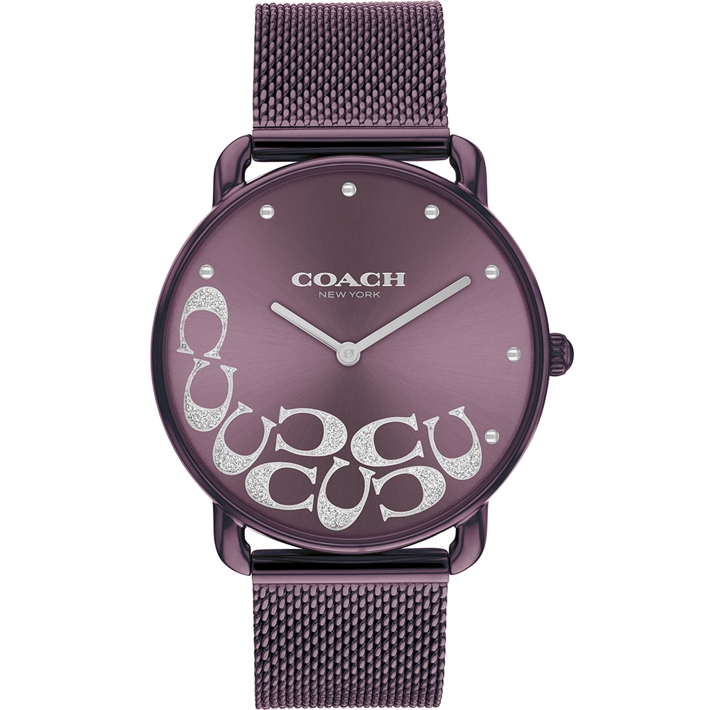COACH Elliot 金屬光C字紫色米蘭帶女錶 送禮首選 CO14504339