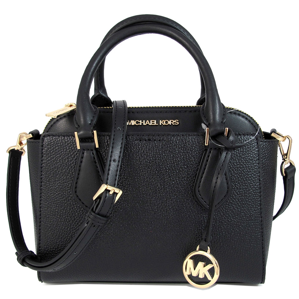 MICHAEL KORS Daria 金字大圓標Logo異皮革手提/肩斜二合一包(黑色)