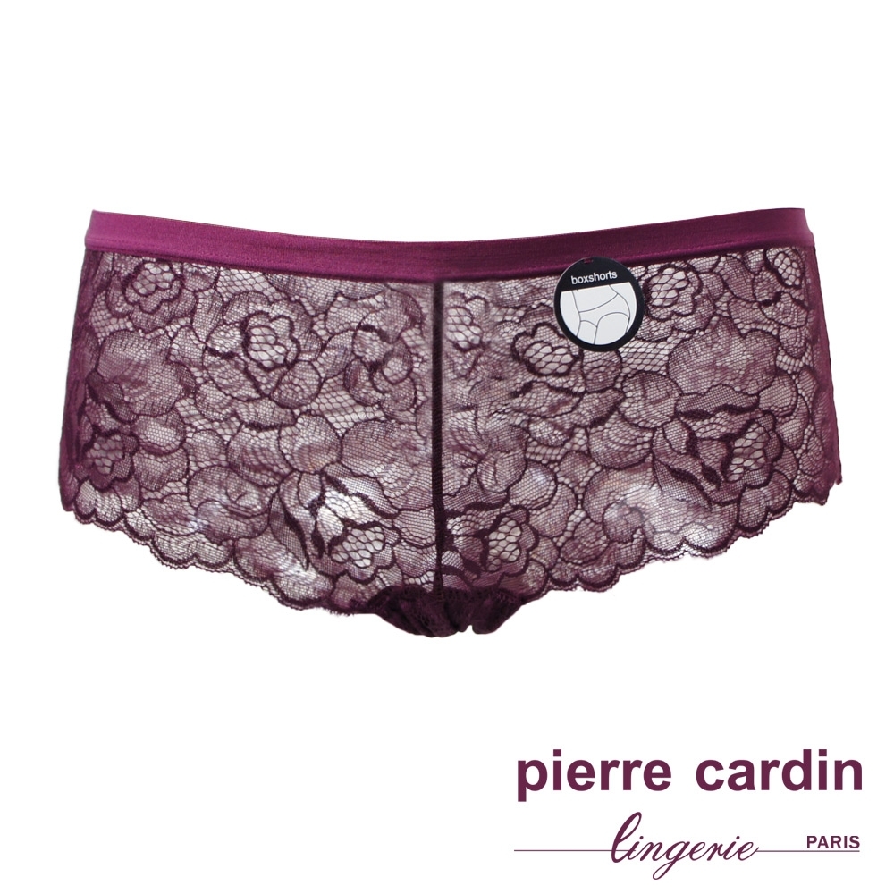 Pierre Cardin皮爾卡登 中低腰性感包臀蕾絲內褲-單件(PUR紫紅)