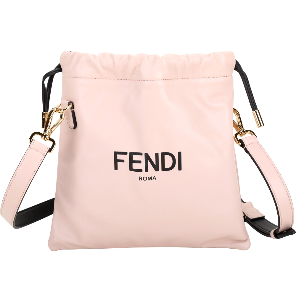 FENDI PACK 小型 納帕小羊皮束口手拿/斜背包(粉色)