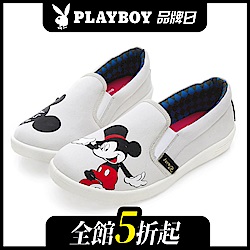 DISNEY 歡樂派對 米奇不對稱圖案便鞋-灰