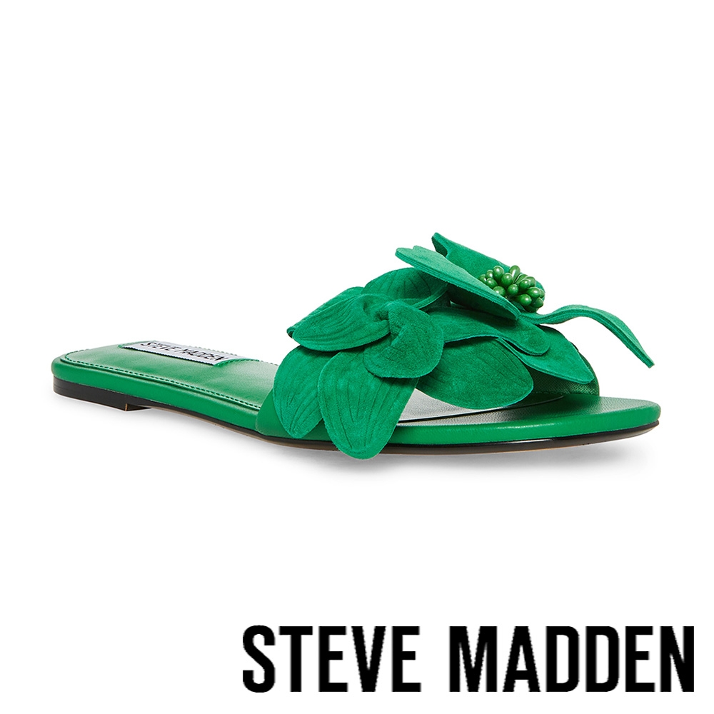 STEVE MADDEN-MELENA 花花平底涼拖鞋-綠色