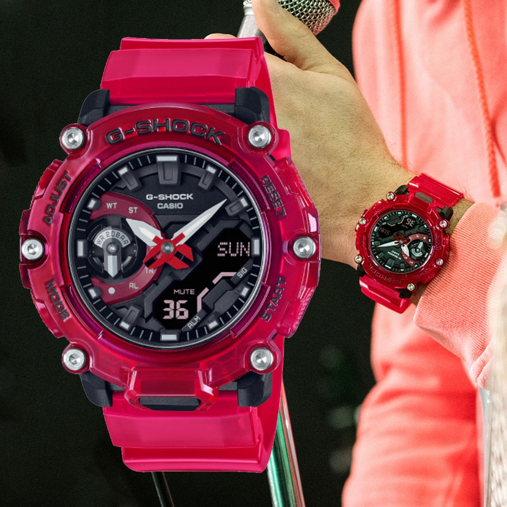 CASIO 卡西歐 G-SHOCK 搖滾音浪雙顯腕錶 母親節 禮物 47.1mm / GA-2200SKL-4A