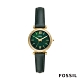 FOSSIL CARLIE MINI 復古金色皮革鑲鑽女錶-雲杉綠 28MM ES4651 product thumbnail 1