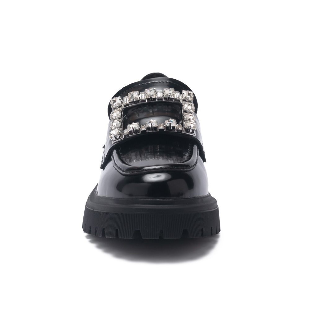 Pineapple Outfitter-EBONY 方鑽釦真皮厚底樂福鞋-黑色| 懶人鞋/便鞋 