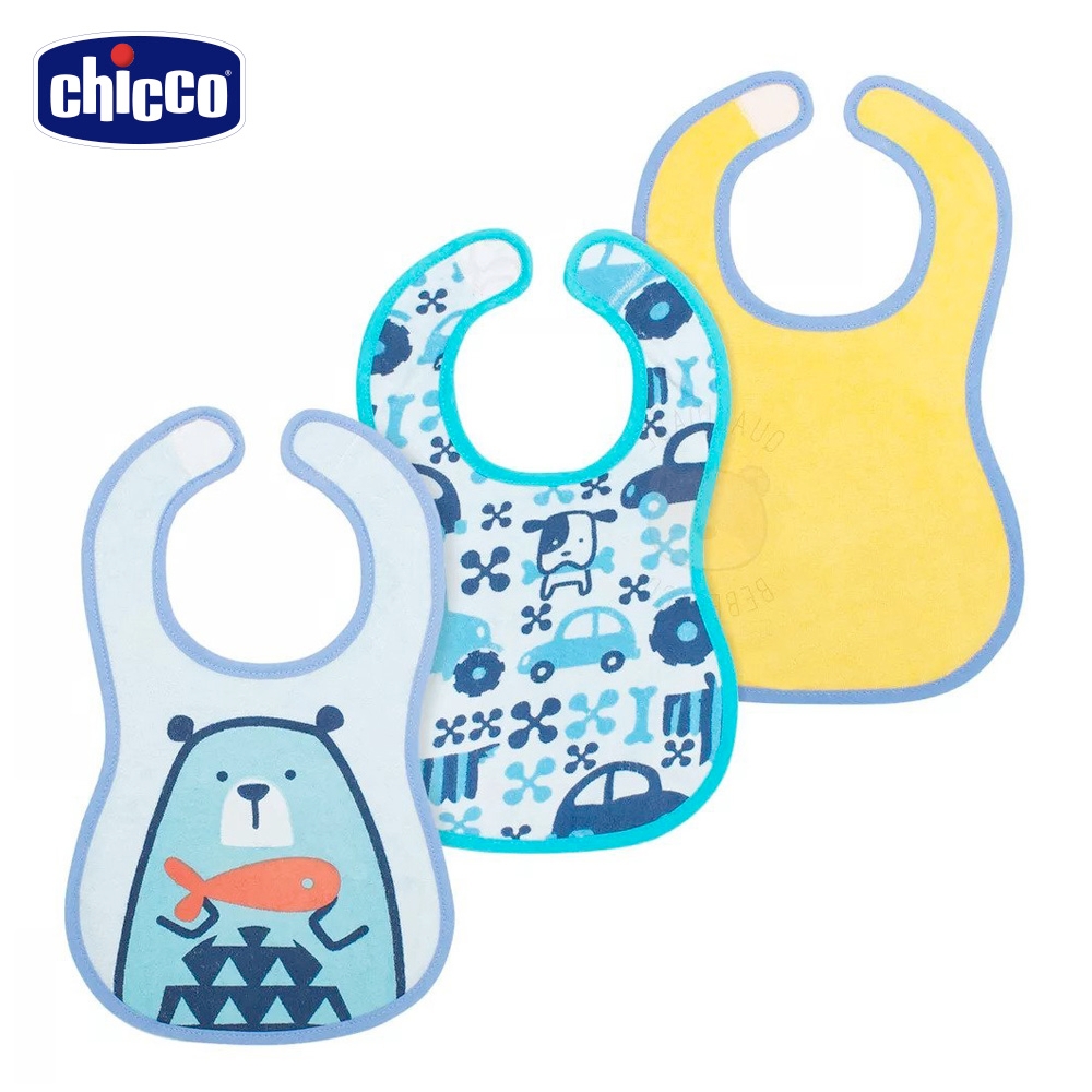 chicco-可愛動物防水圍兜(帥氣男孩)3入