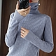 【Lydia】韓版時尚設計款格子高領針織上衣(米白/水灰/紫/豆沙/黑 F) product thumbnail 9
