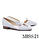 低跟鞋 MISS 21 時髦視覺真皮拼接設計低跟鞋－白 product thumbnail 1