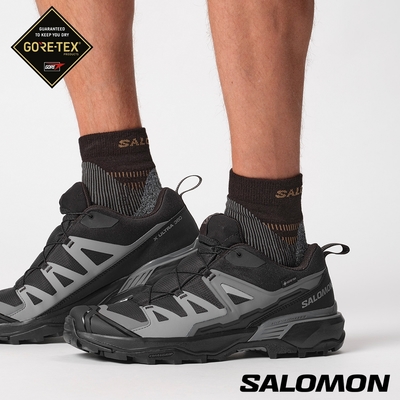 官方直營 Salomon 男 X ULTRA 360 Goretex 低筒登山鞋 黑/磁灰/靜灰