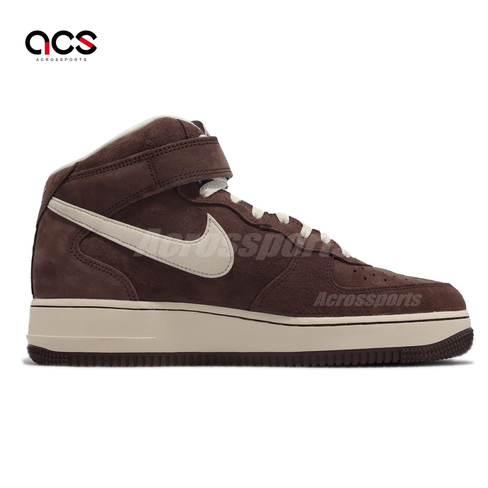 Nike 休閒鞋Air Force 1 Mid 07 QS 男鞋女鞋巧克力咖啡色AF1 高筒麂皮