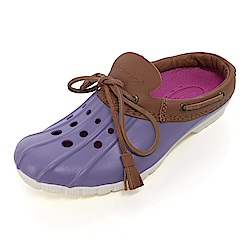 美國加州 PONIC&Co. CODY 防水輕量 洞洞半包式拖鞋 雨鞋 紫色 防水鞋 休閒鞋 懶人鞋 真皮流蘇 環保膠鞋