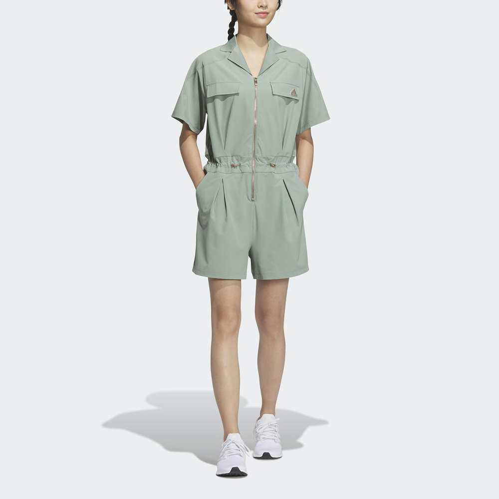 Adidas Fot Jumpsuit [HY2843] 女 連身褲 亞洲版 休閒 搶眼 時尚 舒適 穿搭 愛迪達 灰綠