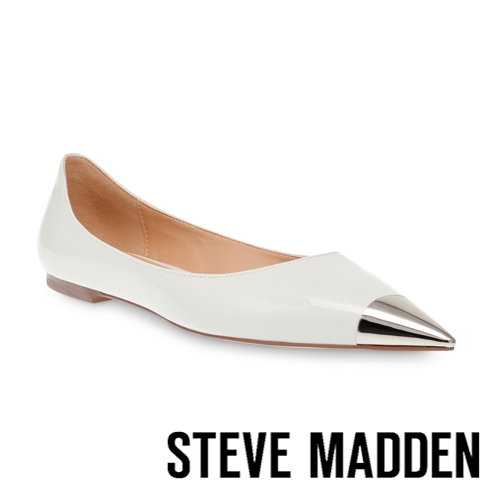 STEVE MADDEN-MERYL-C 拼接尖頭平底鞋-白色