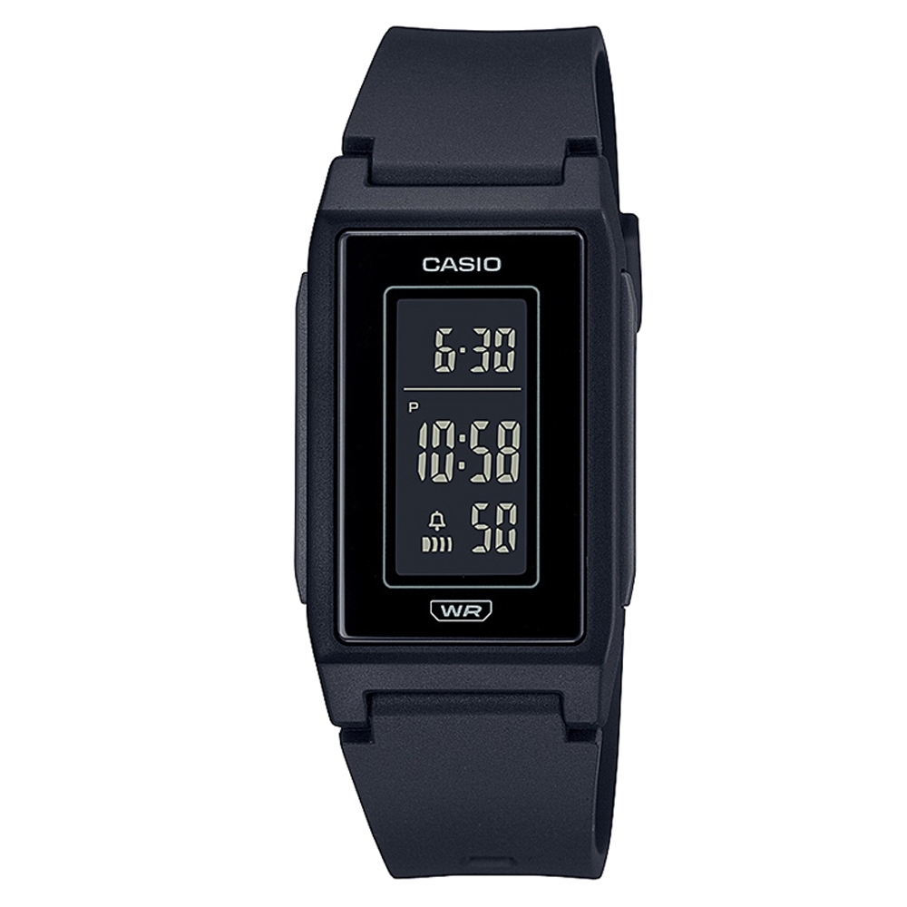 【CASIO】纖薄輕盈時尚流線長型環保材質數位休閒錶-黑(LF-10WH-1)
