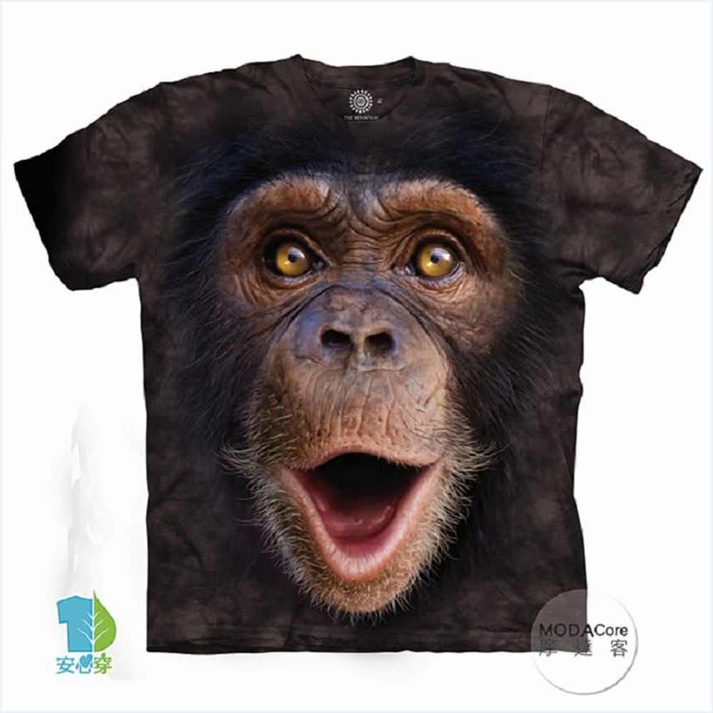 摩達客-美國進口The Mountain 開心黑猩猩臉 兒童版純棉環保藝術中性短袖T恤