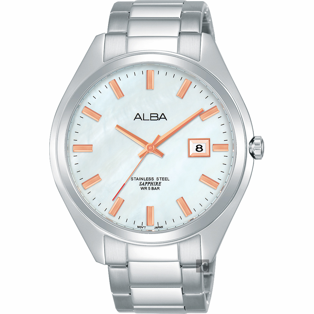 ALBA雅柏 城市情人時尚手錶(AS9F65X1)-珍珠貝x銀/42mm
