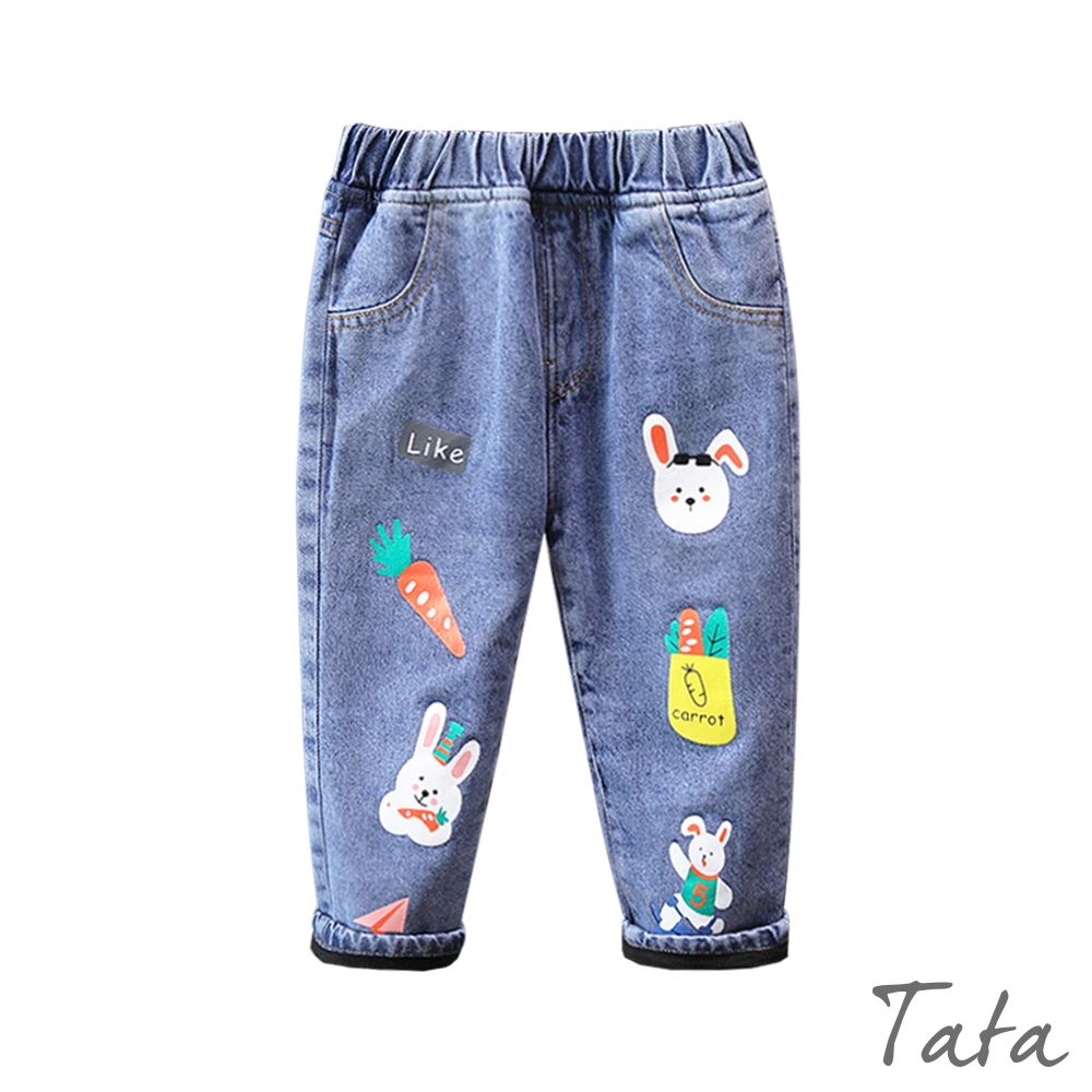 童裝 小兔子印花刷絨牛仔長褲 TATA KIDS