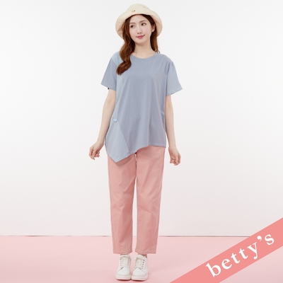 betty’s貝蒂思 腰鬆緊口袋印花休閒長褲(粉色)
