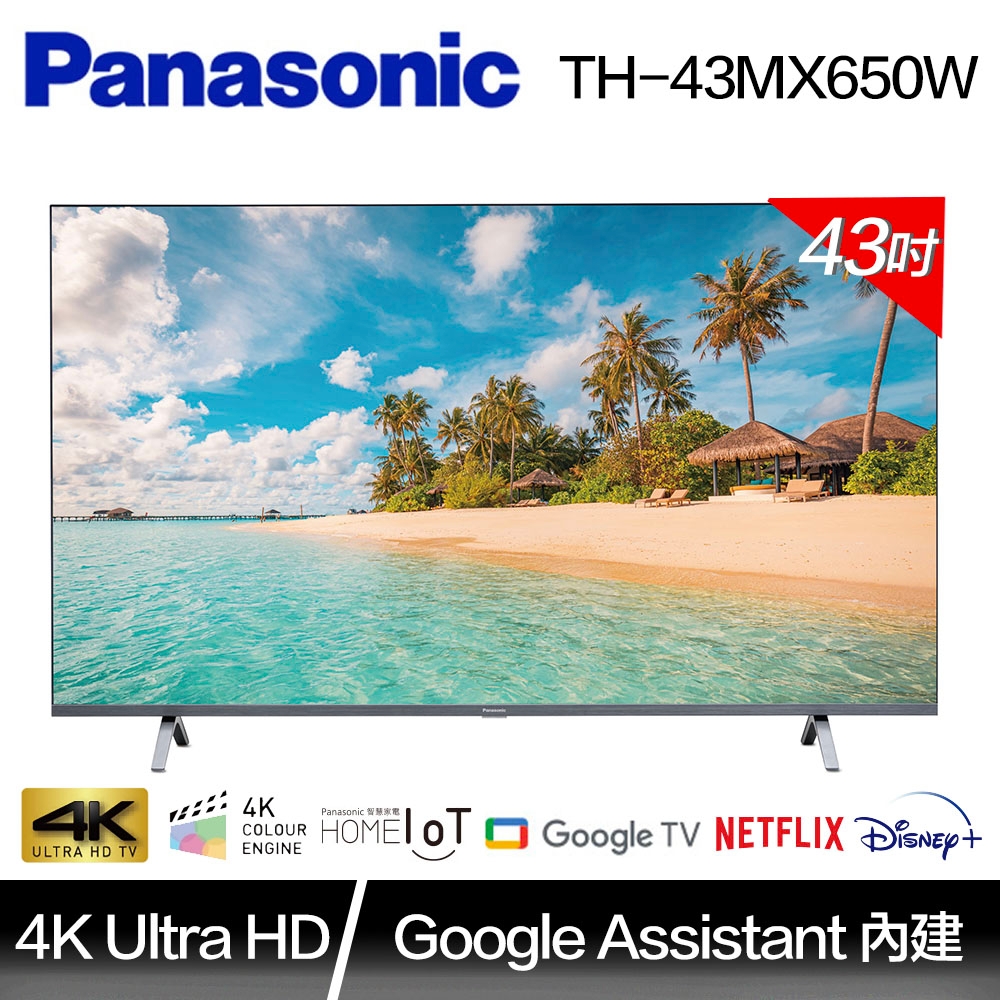 Panasonic 國際牌43吋4K LED Google TV 智慧聯網顯示器(TH-43MX650W