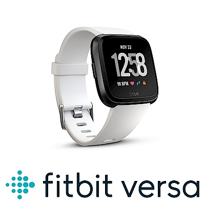 FITBIT VERSA 智能運動手錶 經典款(黑框白色錶帶)