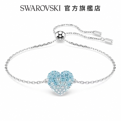 SWAROVSKI 施華洛世奇 Hyperbola 手鏈, 心形, 藍色, 鍍白金色