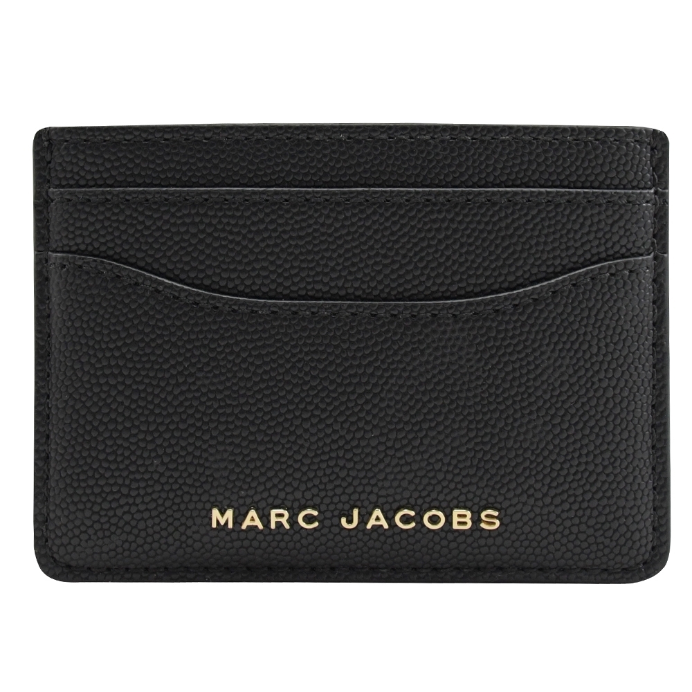 MARC JACOBS 金屬LOGO荔枝牛皮簡易卡片夾(黑)