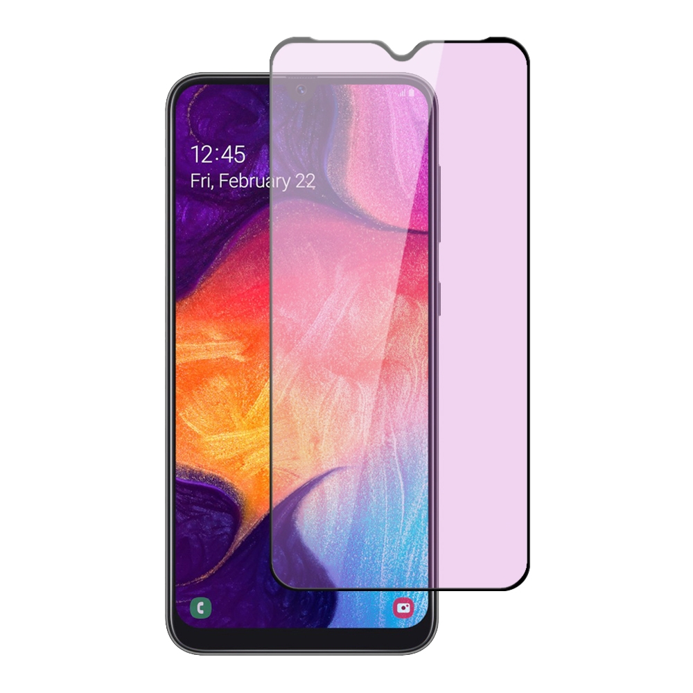 三星 Galaxy A50 滿版藍紫光黑色9H玻璃鋼化膜手機保護貼 A50保護貼 A50鋼化膜