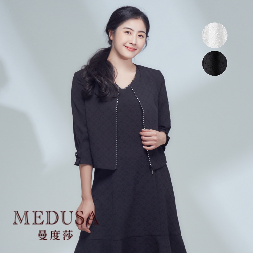 現貨【MEDUSA 曼度莎】緹花水鑽拉鍊禮服外套 - 2色（M-XL）｜女外套 罩衫 洋裝禮服外套