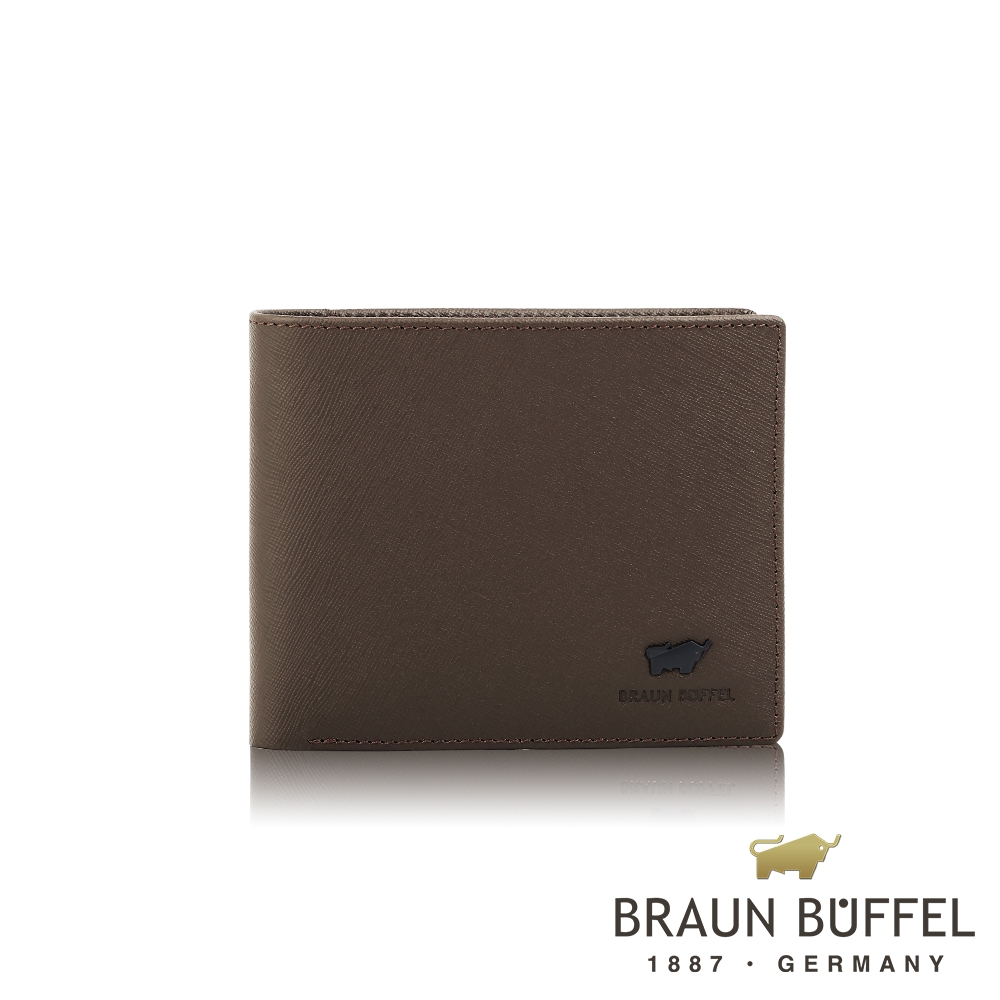 【BRAUN BUFFEL 德國小金牛】台灣總代理 艾康 10卡男夾-咖啡色/BF366-314-BR