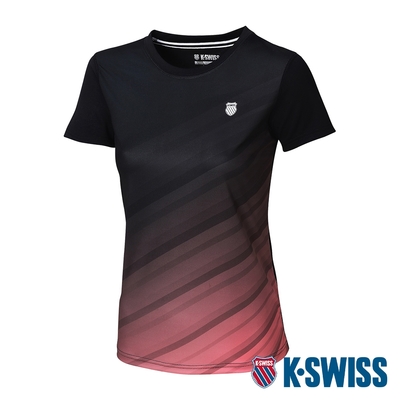 K-SWISS Sublimation Tee涼感排汗T恤-女-黑/粉