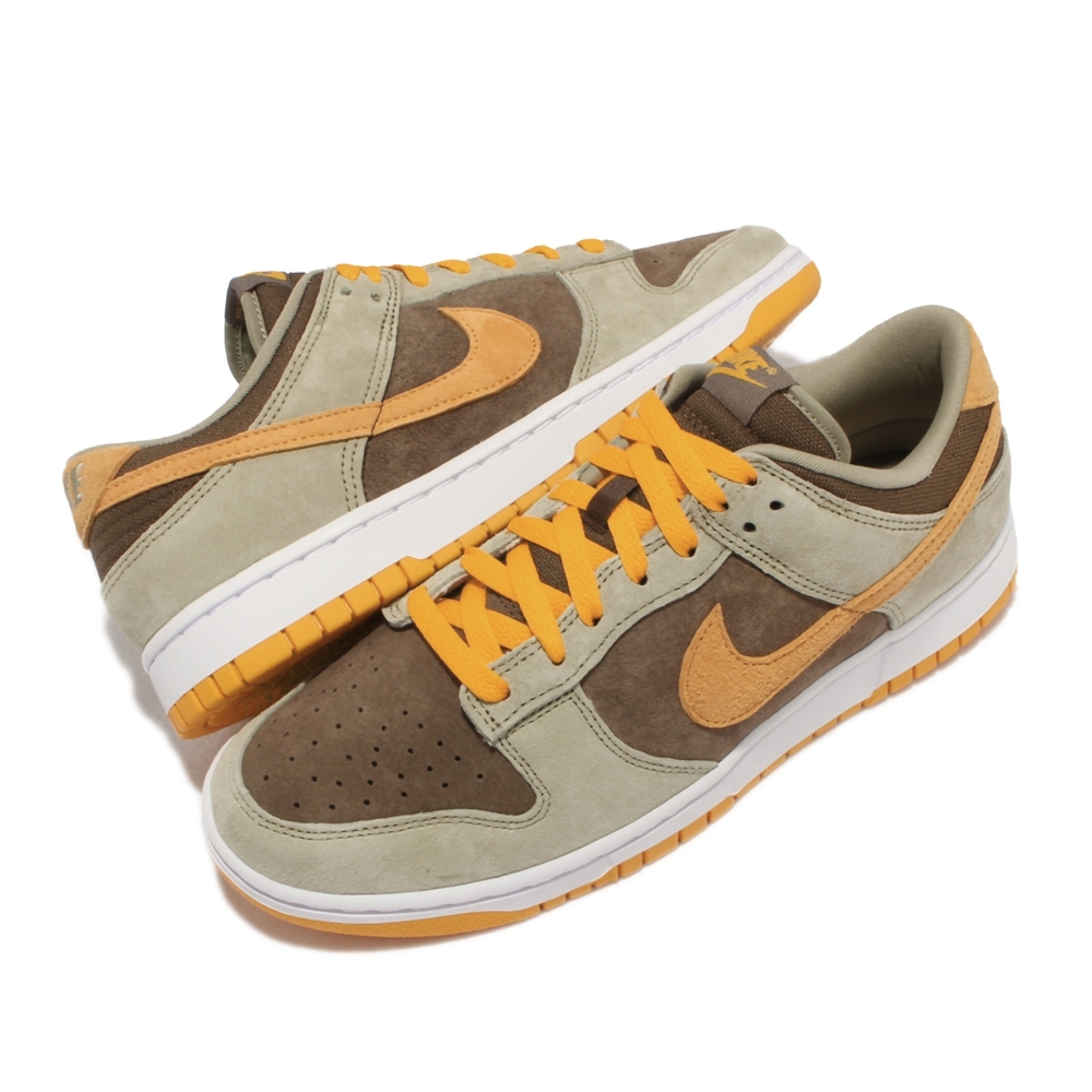 Nike 休閒鞋Dunk Low SE 運動男女鞋Dusty Olive 情侶穿搭麂皮綠黃