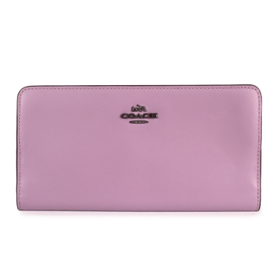 COACH 經典馬車標誌滑皮多卡證件窗長夾-紫色