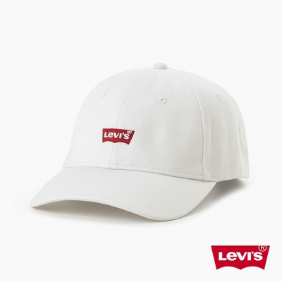 Levis 男女同款 可調式環釦丹寧棒球帽 / 精工刺繡Logo / FLEXFIT 110吸濕排汗 白