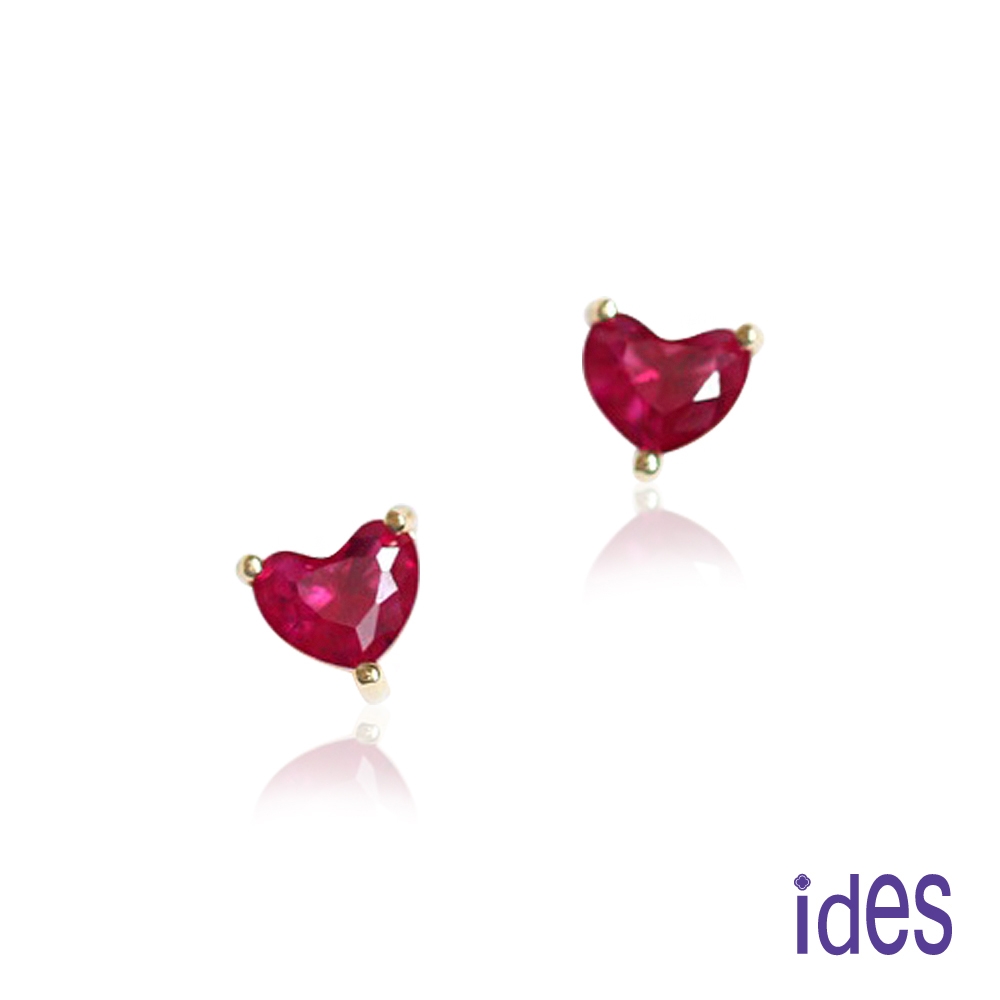 ides愛蒂思 母親節送禮 日系彩寶系列設計款晶鑽耳環/愛心紅