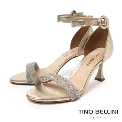 Tino Bellini 巴西進口閃鑽一字帶高跟涼鞋FSAT001(金色)