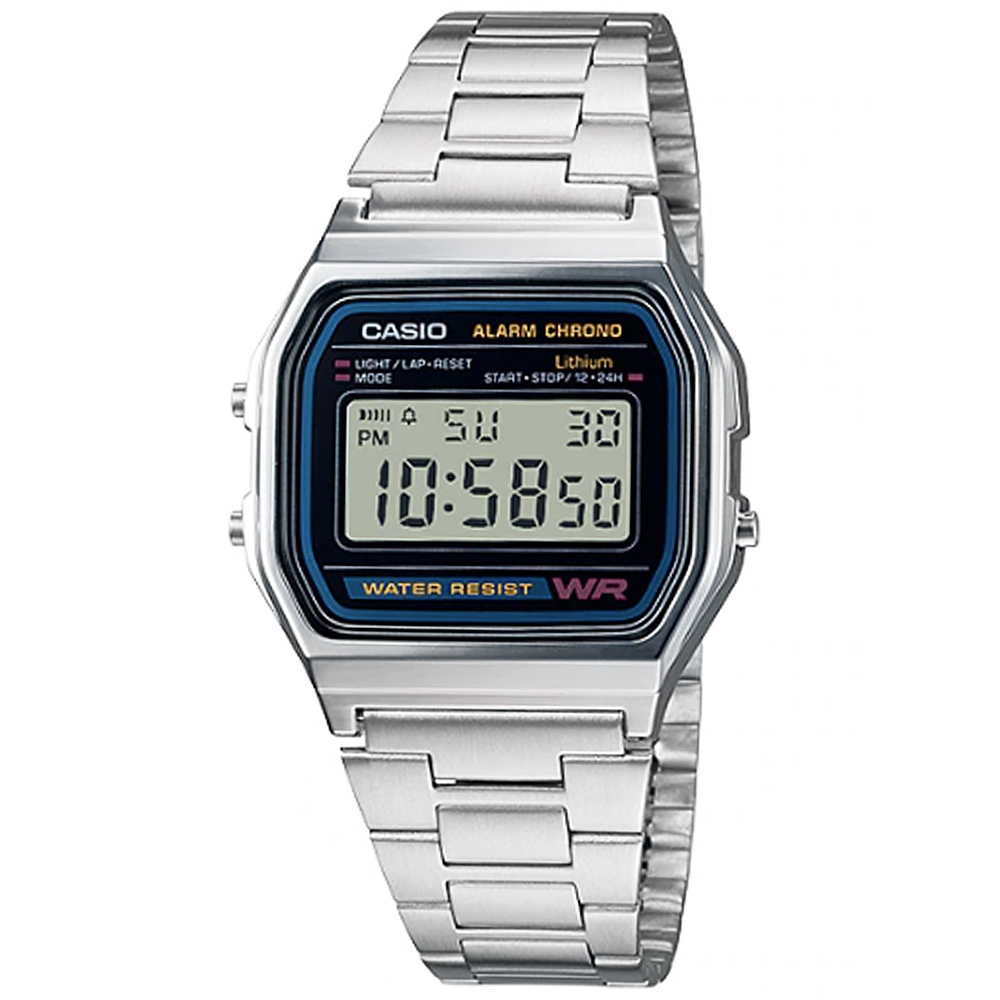 CASIO 復古經典城市數位休閒腕錶-銀(A-158WA-1)/33.2mm