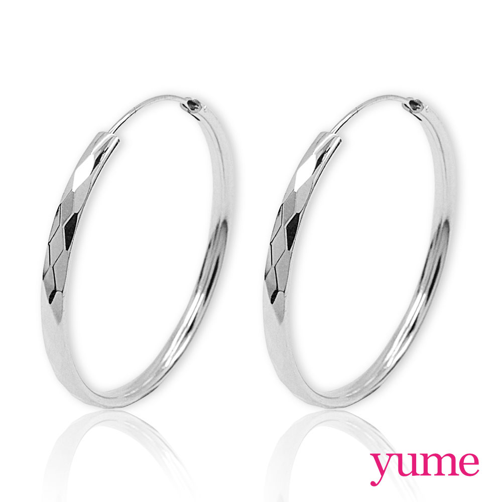 YUME - 菱格紋大圈圈耳環(40mm)