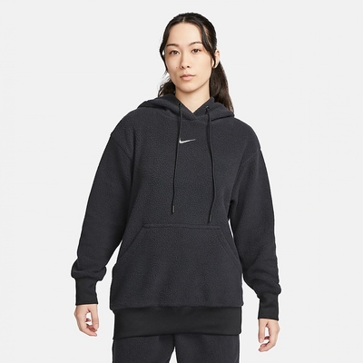 NIKE 上衣 女款 長袖上衣 帽T 運動 AS W NSW PLSH FZ HOODIE 黑 DQ6841-010