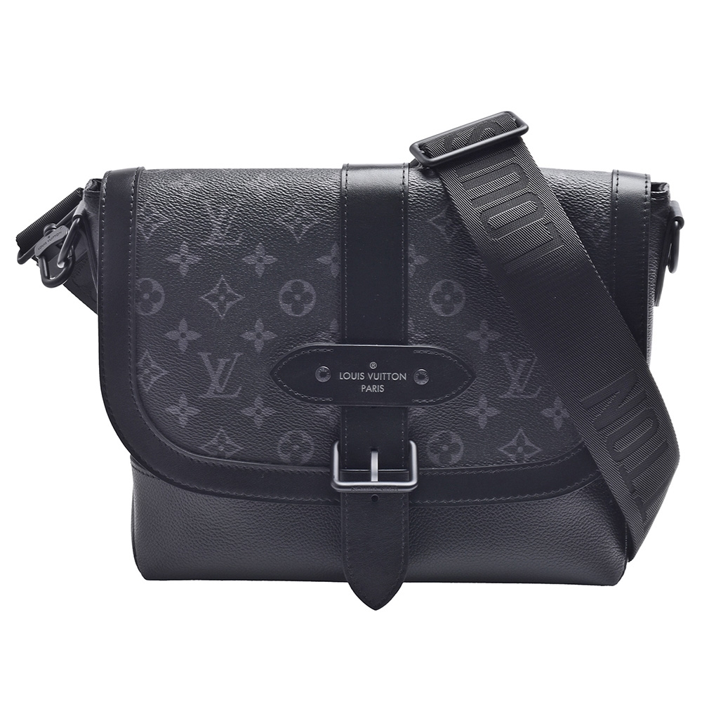 Authentic LOUIS VUITTON Monogram Eclipse Saumur Messenger M45911