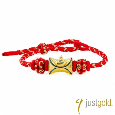 【Just Gold 鎮金店】時來運轉黃金手繩(金紅)