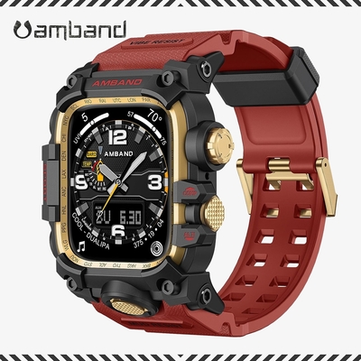 AmBand Apple Watch 專用保護殼 ❘ M3 美國鋼鐵特攻軍規 紅黑金TPU 錶帶 ❘ 45mm - Apple Watch 9 / 8 / 7