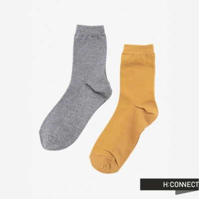 H:CONNECT 韓國品牌 配件 -素面羅紋長襪組-黃